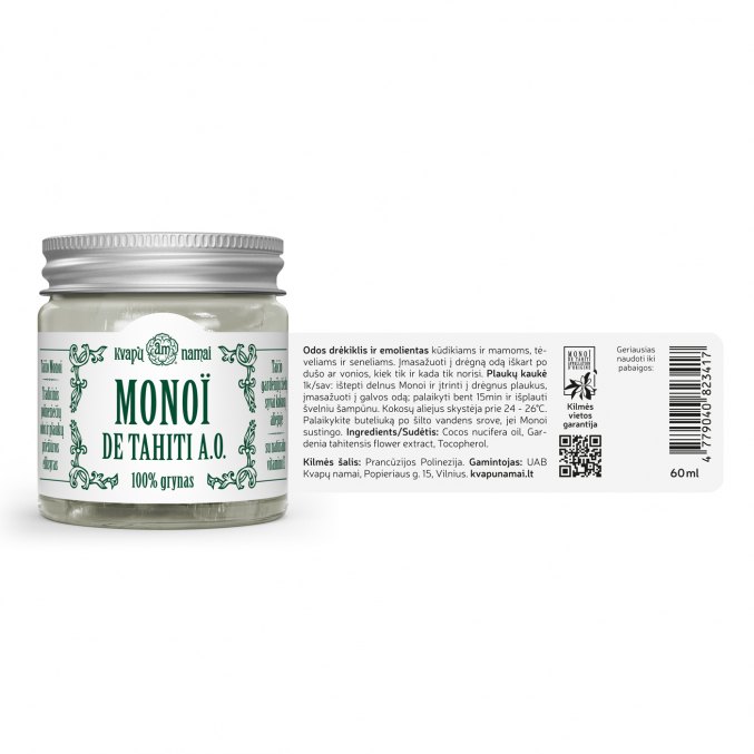 Monoi de Tahiti A.O. ®, 100% natūralus aliejus, grynas
