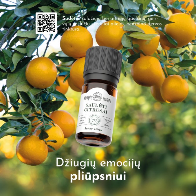 SAULĖTI CITRUSAI aromaterapinis eterinių aliejų mišinys