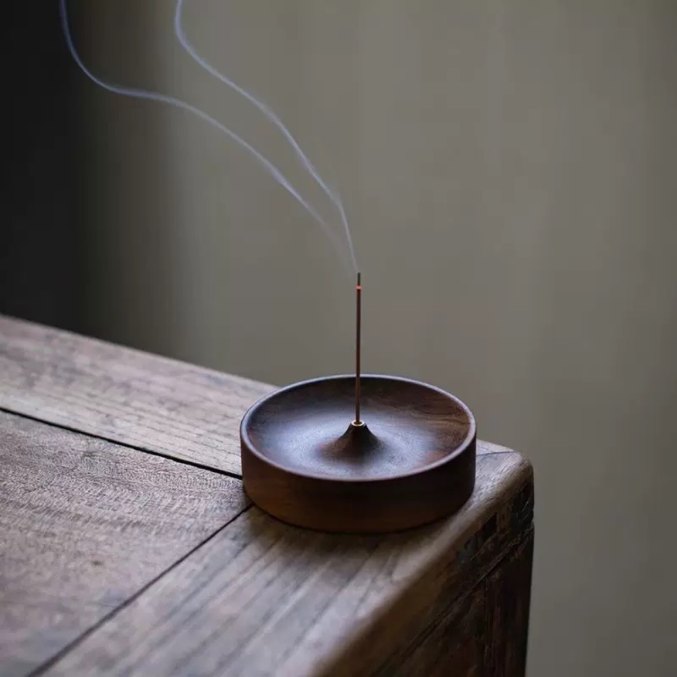 Wooden Incense Burner, round